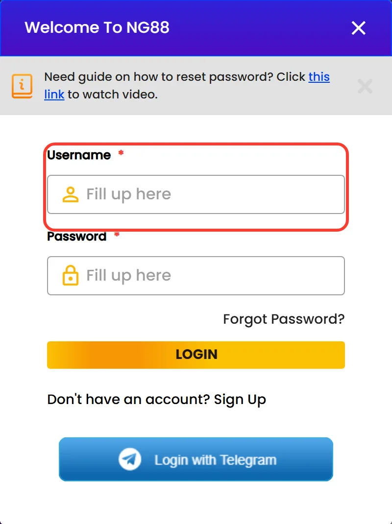 Username field in the Nagad88 login window