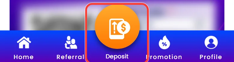 Round Deposit button in the bottom panel of the Nagad88 mobile site